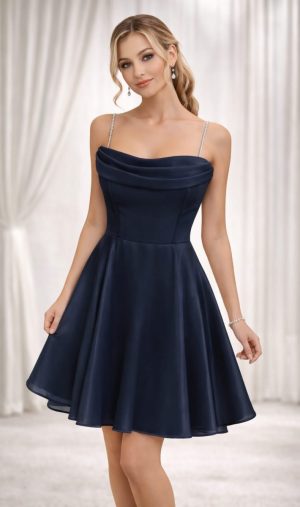 Елегантна коктейлна рокля Dark Blue Pearl