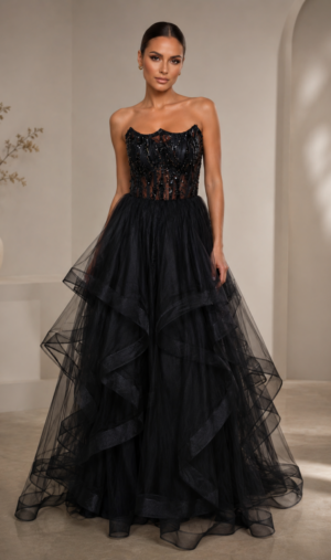 Корсетена рокля Curly Black