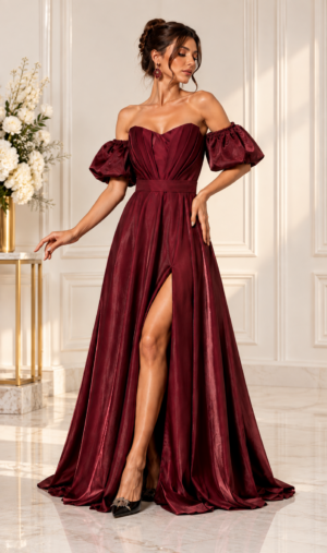 Рокля течен сатен Burgundy